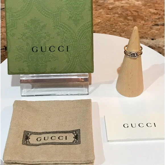 GUCCI Interlocking GG Silver Ag925 Ring- Size US4 ❤️